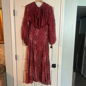 Free People Mirage Paisley sheer sleeves dress
